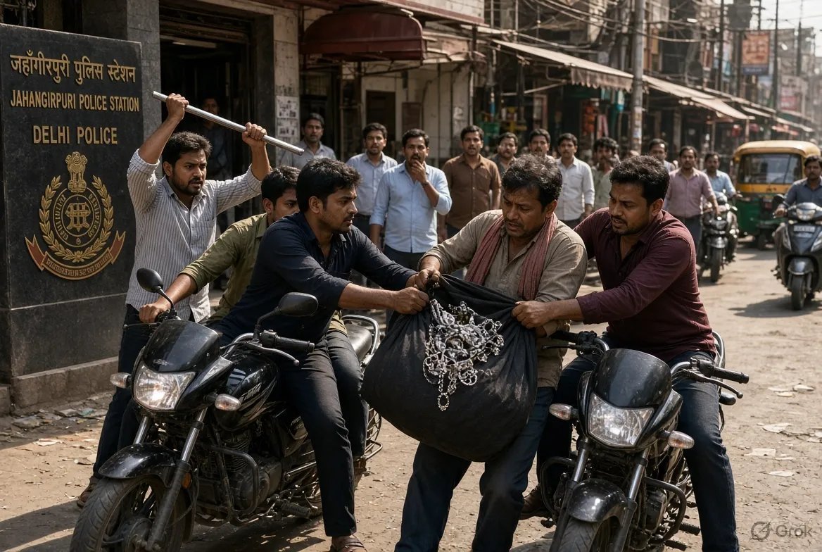 जहांगीरपुरी में आभूषण कारोबारी के कर्मचारी से एक करोड़ की लूट 1 new delhi city robbery 1 cr silver looted near jahangirpuri police station attack rod 40381614